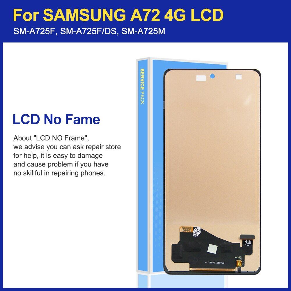 Đã Kiểm Tra 100% Phù Hợp Với Galaxy A72 A725 A725F Samsung Màn Hình Cảm Ứng Với Khung Bộ Phận Lắp Ráp Cho Bộ Số Hóa Phù Hợp Với Màn Hình LCD Samsung A72 4G SM-A725F