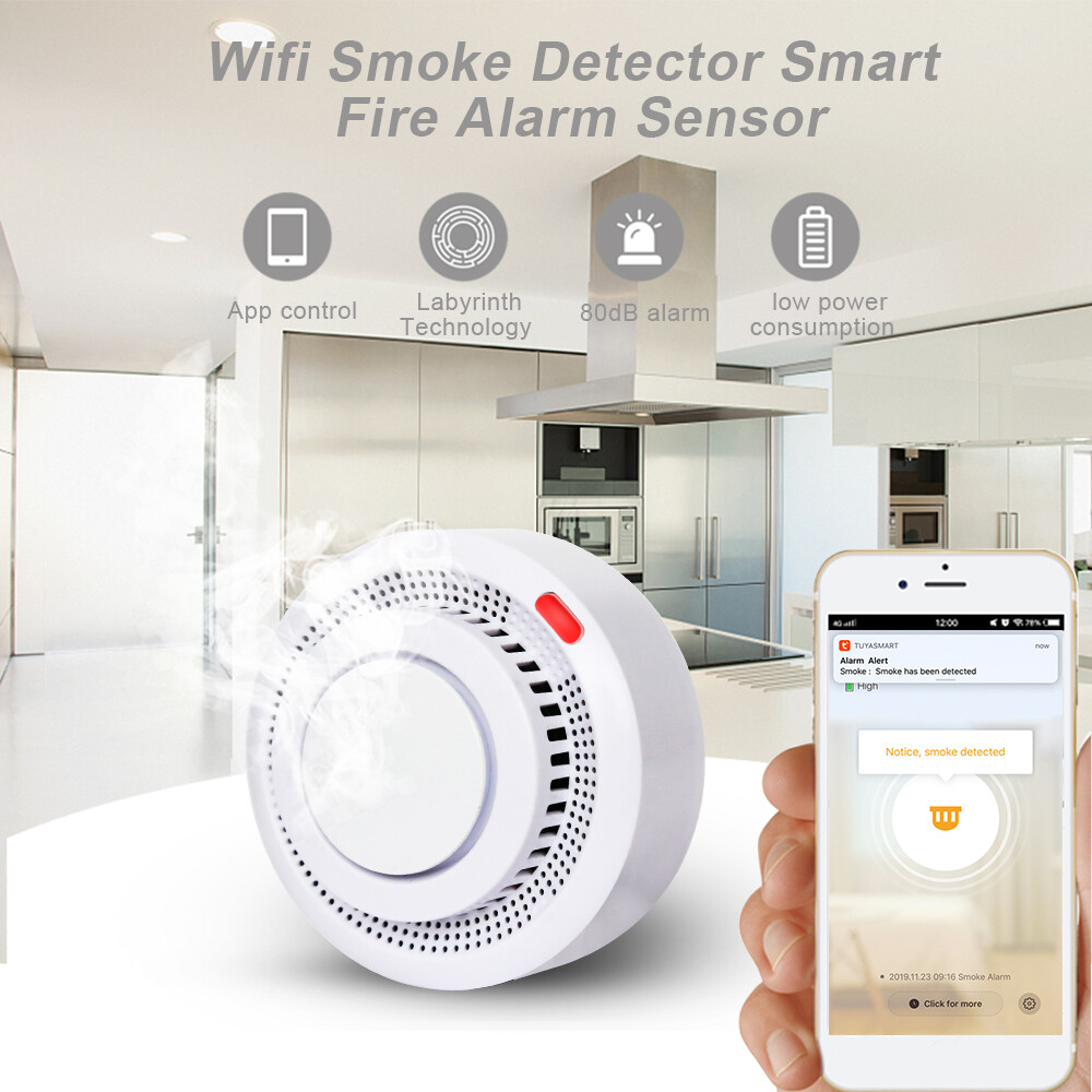 Thiết Bị Phát Hiện Khói Wifi Cảm Biến Báo Cháy Thông Minh Hệ Thống An Ninh Không Dây Smart Life Tuya Điều Khiển Bằng Ứng Dụng Nhà Thông Minh Cho Gia Đình Nhà Bếp/Cửa Hàng/Khách Sạn/Nhà Máy