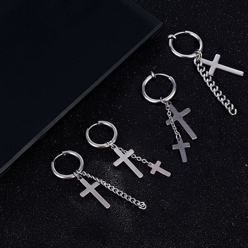 Bông Tai Chữ Thập Thời Trang Phong Cách Punk Cho Bé Trai Và Bé Gái Bông Tai Chữ Thập Bằng Thép Không Gỉ Cho Nam Giới Phụ Nữ Trang Sức Hoa Tai Hip Hop Phong Cách Đường Phố Gothic