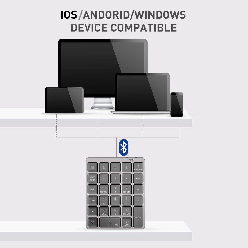 Bàn Phím Số Bluetooth 28 Phím Jelly Comb Với Bộ Chia USB 3.0 Cho Máy Tính Bảng Máy Tính Xách Tay Máy Tính Để Bàn Có Thể Sạc Lại Bằng Kim Loại Kỹ Thuật Số