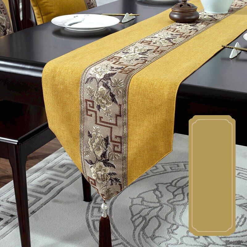 Chinese Style Table Runner Luxury Cotton Linen Jacquard Table Runners Decorative Bed Runner Table Flag Living Room Hotel Tea Tablecloth Hotel Bed Flag