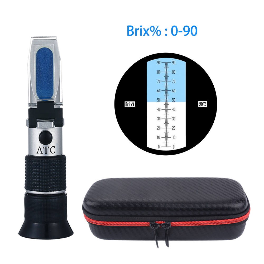 HKStorage Khúc Xạ Kế Brix Cầm Tay 0-90% Máy Đo Hàm Lượng Đường Cầm Tay Cho Nước Ép Trái Cây Súp Máy Kiểm Tra Chỉ Số Chất Lỏng Dụng Cụ Đo Lường