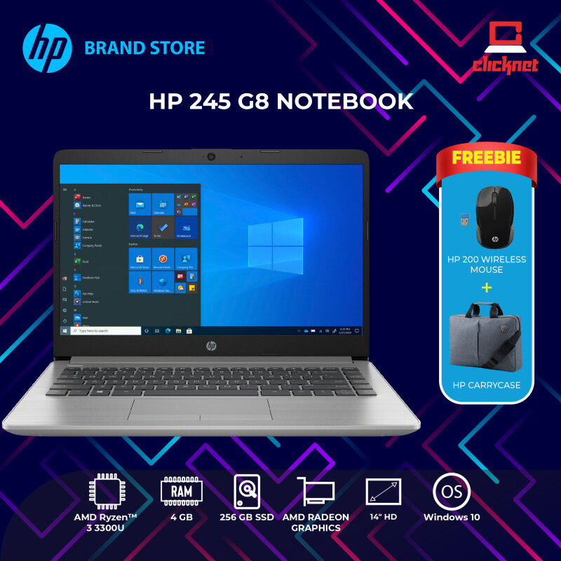 HP 245 G8 Notebook (AMD Ryzen 3, 4 GB, 256 GB SSD, 14 Display, Win10, Silver) Malaysia