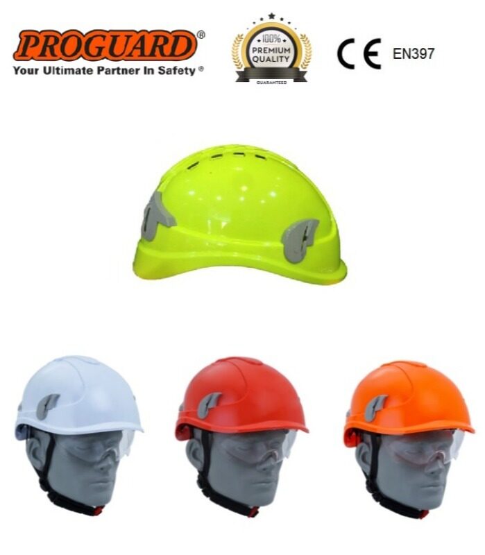 ALPIN PLUS Lightweight Ventilation ABS Safety Helmet Fitted With Safety Spectacles & 4 Point Chin Strap Comply To CE PROGUARD