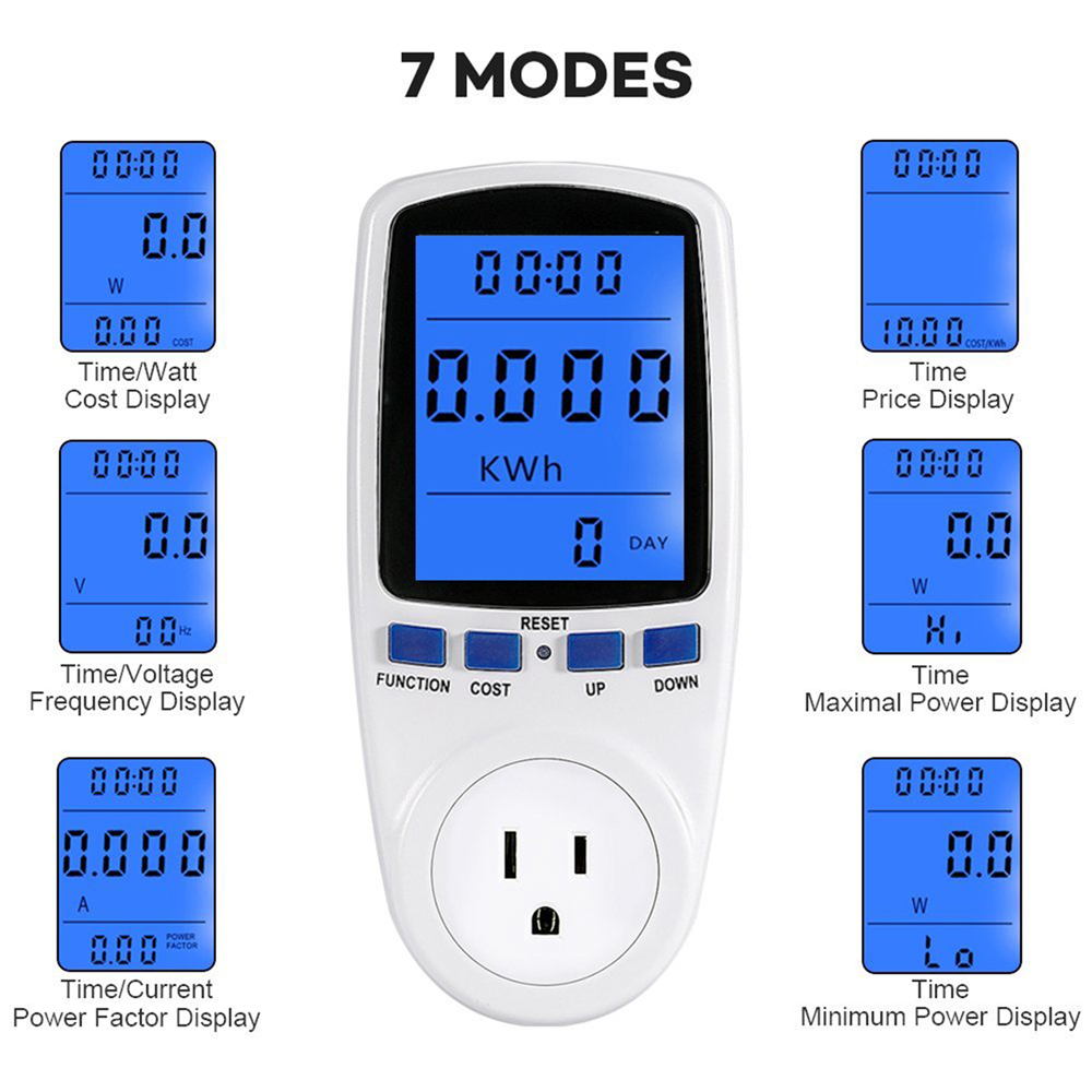 ORIA Power Meter Socket Smart US Plug Energy Meter Power Consumption Watt Meter Voltage Amp Tester Monitor With Backlight, Digital LCD Display, Built-in Rechargeable Battery for Energy Saving