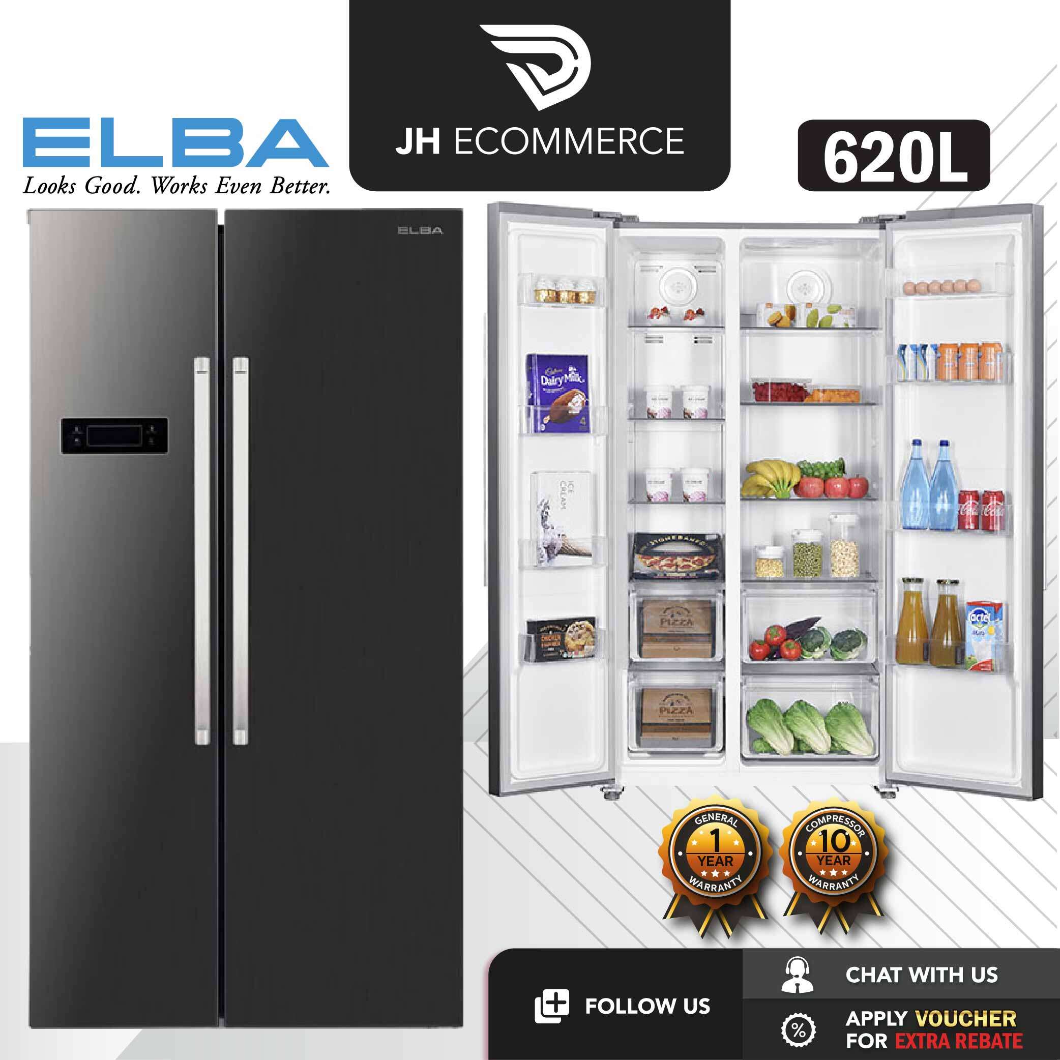 Elba 620L Inverter Side By Side Refrigerator ESRK6260D(SV) Movable Twist Ice Maker Fridge