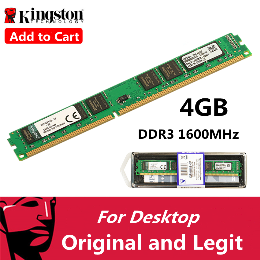 Kingstone 4G 4GB มูลค่า RAM DDR3 1600MHz PC3-10600สำหรับเดสก์ท็อปแรมความจำ