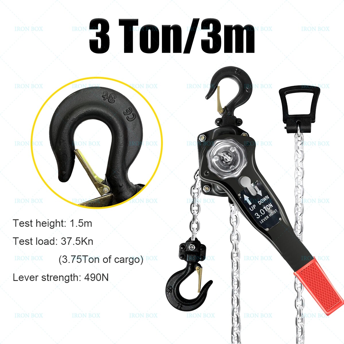 IRONBOX Lever Block 3Ton/2Ton x 3m Manual Chain Hoist Hand Operated