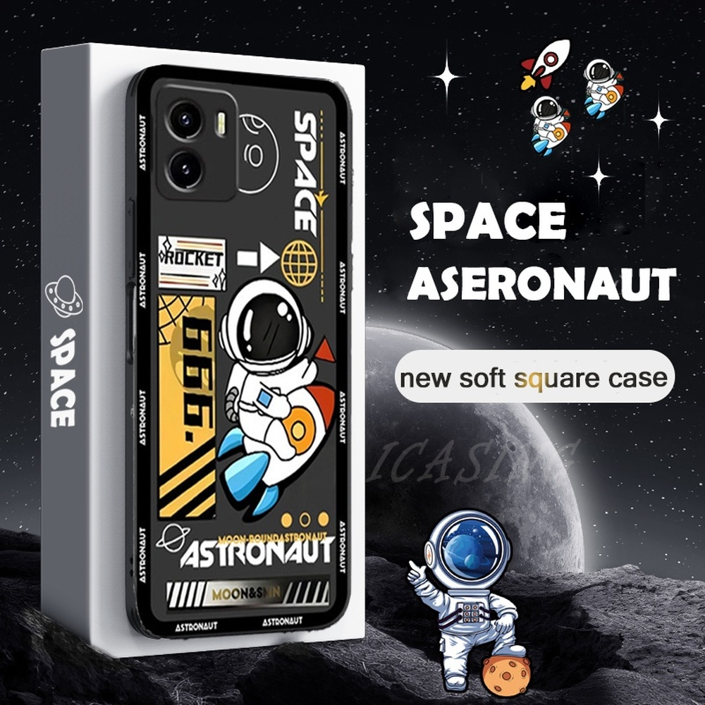 Case Compatible for iPhone 15 Pro Max 15 Plus 14 Pro Max 14 Plus 13 Pro Max iPhone 11 Pro Max 12 Pro Max iPhone XR XS Max iPhone 6 6S 7 8 Plus SE 2020 Fashion Rocket Space Astronaut Soft Square TPU Matte Cover