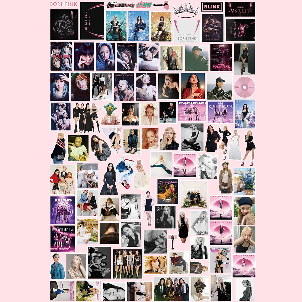 csbi 100pcs/set Kpop BLACKPINK 2022 New Album BORN PINK PVC Stickers Album for Laptop Luggage Patches Skateboard Sticker