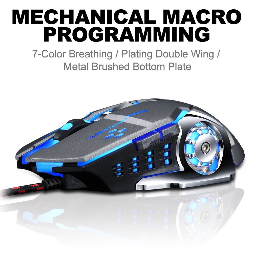 [Nhập RS0722 giảm 30k cho đơn 99k]New V6 Wired Game Mouse Macro Programming Mechanical mouse 2400DPI Professional gaming computer mouse for LoL AND PUBG