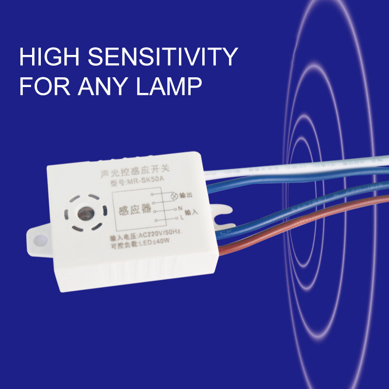 E Life Smart Store LED Sound Sensor Switch Module 220V Detector Sound Voice Sensor Intelligent Auto On Off Light Switch Automatic Voice Control Sensor Detector Switch 1-40W Ceiling Lamp Smart Voice Control Sensor
