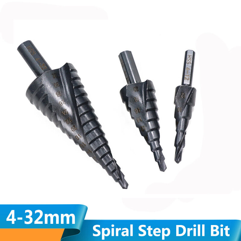 3 4-32 Mm HSS Coban Bước Bộ Mũi Khoan Nitơ Thép Tốc Độ Cao Xoắn Ốc Cho Kim Loại Hình Nón tam Giác Vỏ Lỗ Cắt