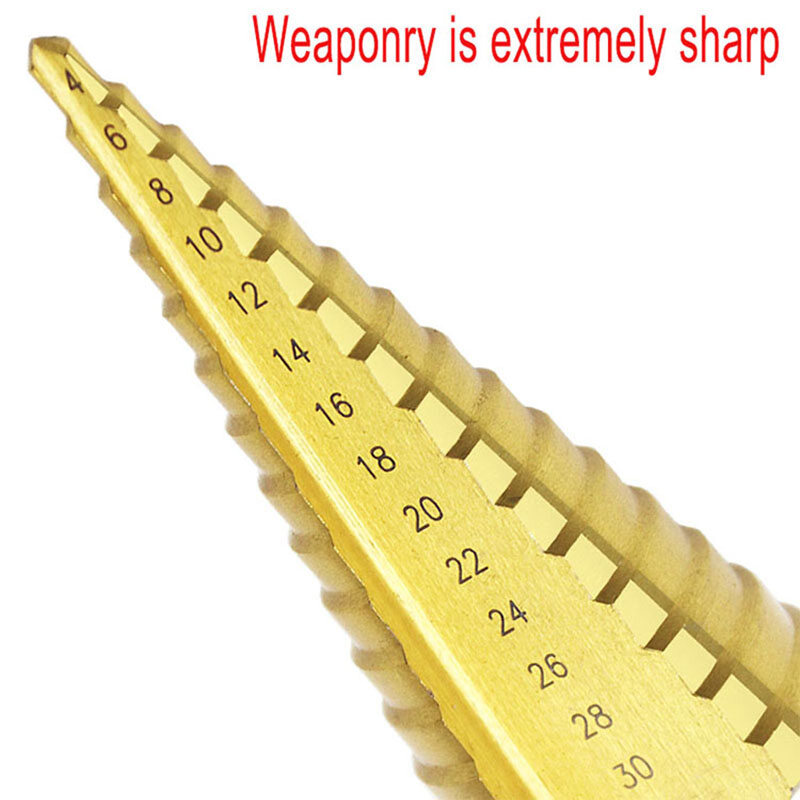 [Ready Stock] KIPRUN 4-32mm HSS Titanium Coated Step Universal Drill Bit Set, 4-32mm HSS Titanium Coated Step Drill Bit Drilling Power Tools for Metal High Speed Steel Wood Hole Cutter Cone Drill
