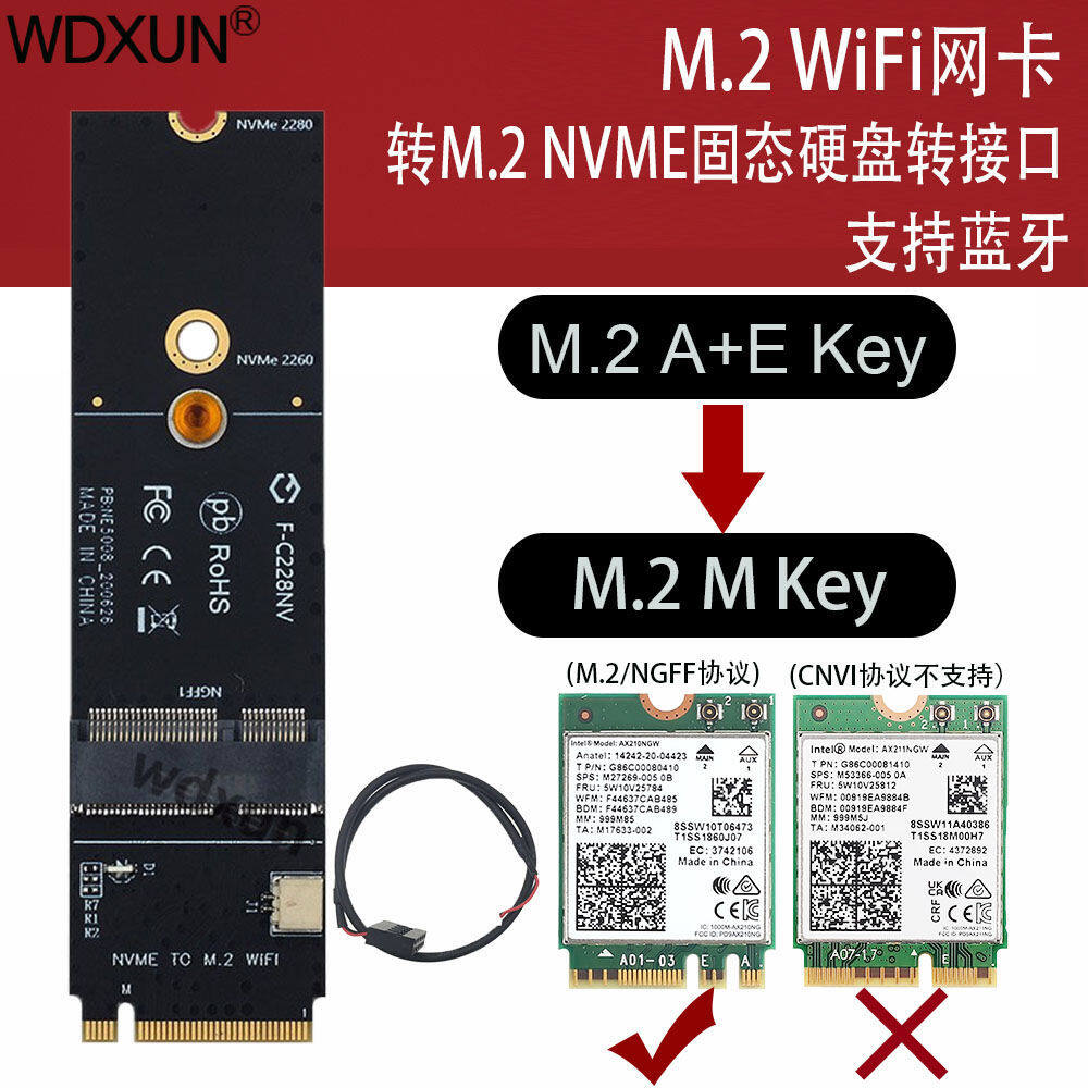 M. 2 Card Mạng Không Dây Bộ Chuyển Đổi Giao Diện SSD Wifi Sang NVME Bo