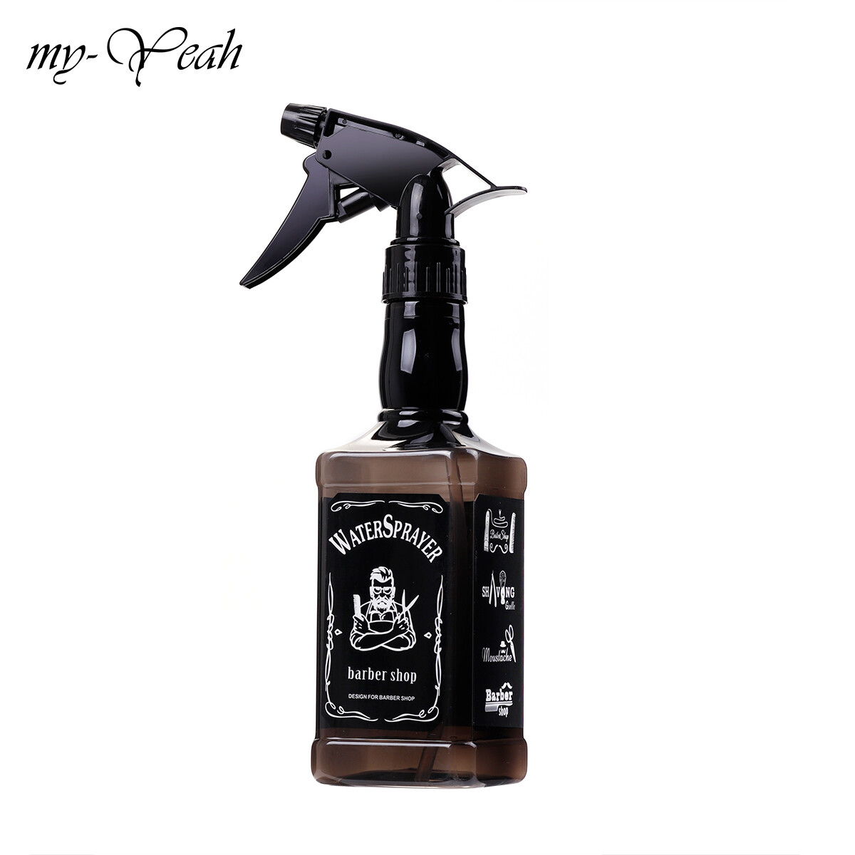 myyeah 500ml Hairdressing Spray Bottle Salon Barber Hair Tools Water Sprayer Retro Whiskey Oil Head Watering Can Multi Purpose Bottle-Black
