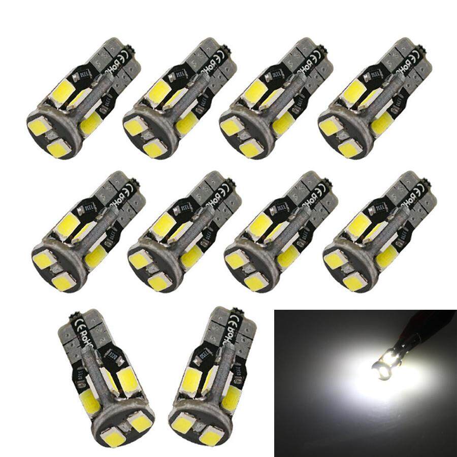 10pcs รถ T10 W5W LED CANbus หลอดไฟ 5730 5630 SMD ด้านข้าง MARKER WEDGE ป้ายทะเบียนรถไฟอ่านหนังสือแสงสีขาวบริสุทธิ์ 6000 K DC12V