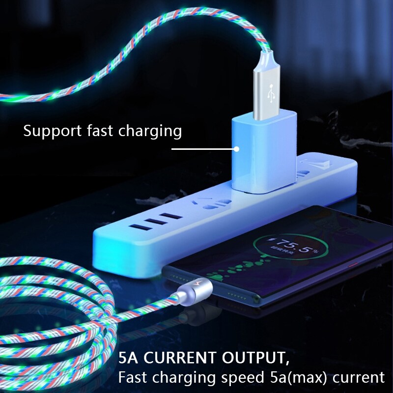 [HOT W] LED Light Glowing Cable Mobile Phone Charging Cables Micro USB Type C Charger For iPhone Xiaomi Huawei Samsung Charge Wire Cord