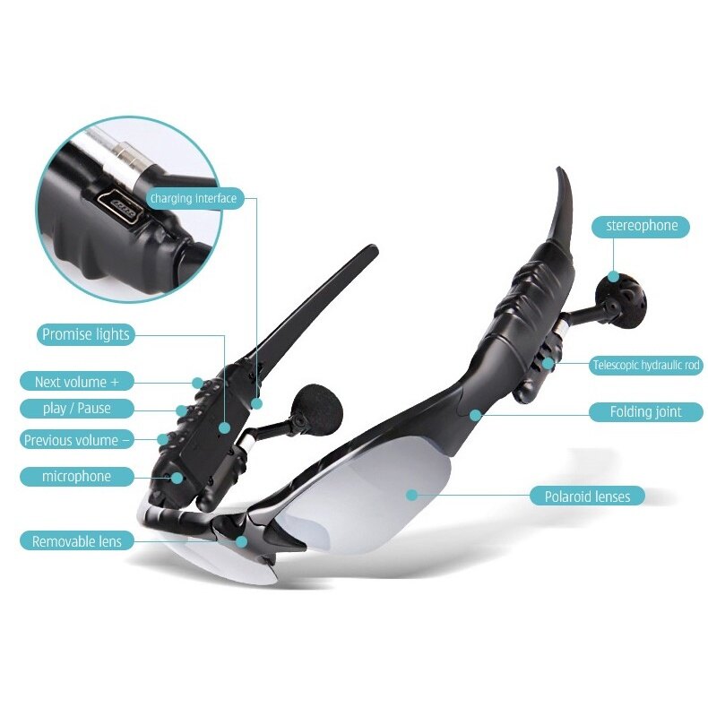 💖Bản gốc + Miễn phí vận chuyển + cá tuyết💖Đa chức năng Kính mát phân cực với Stereo Tai nghe bluetooth thể thao kính lái xe Kính râm với microphone