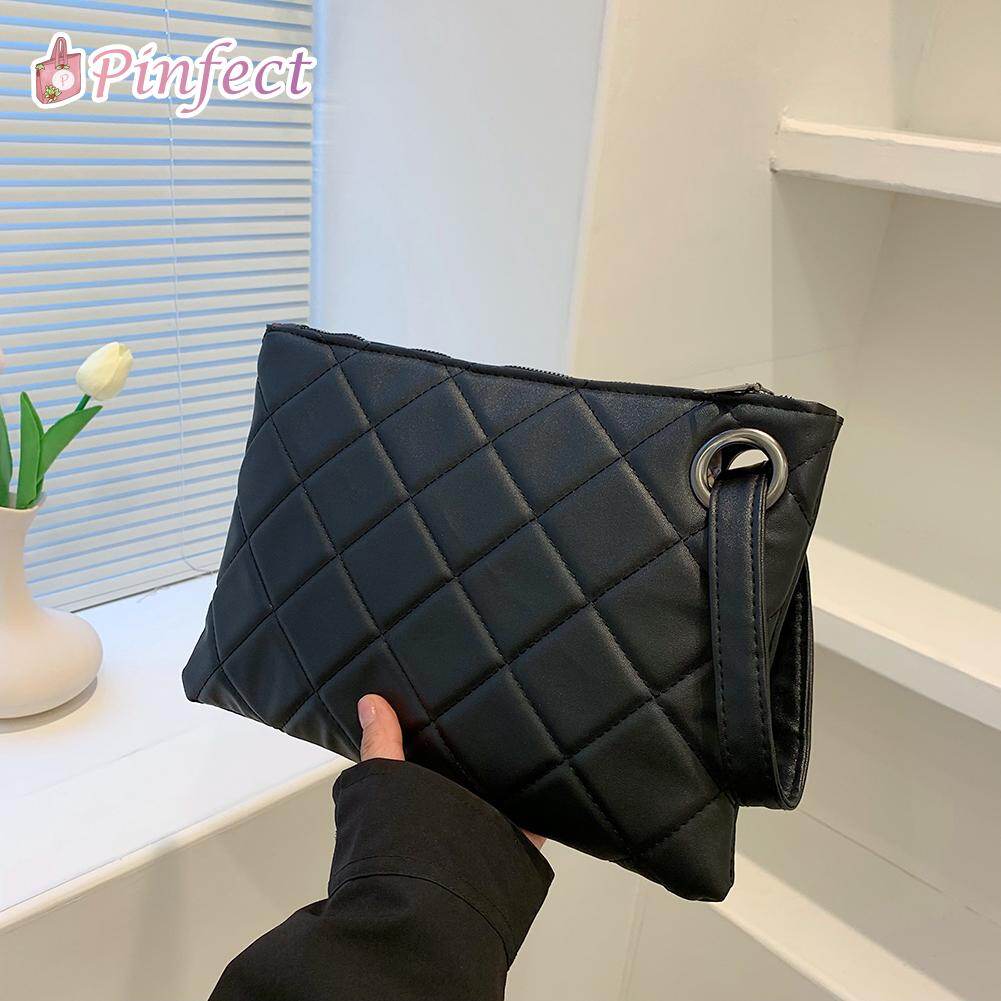 [Pinfect] Fashion Vintage Lattice Pattern Clutch Women Casual Large Capacity Party Evening Wristlet Bag Women Handbag Envelope Pouch Wallet Purse