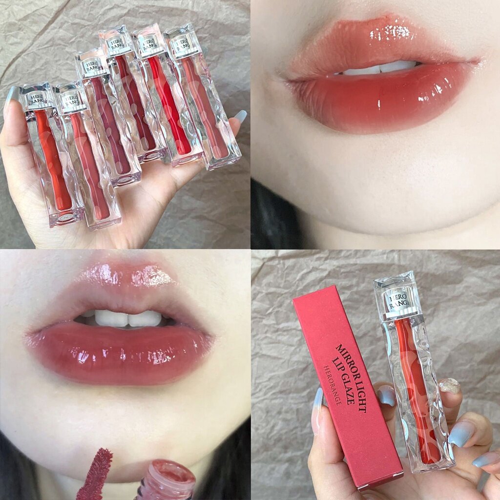 HERORANGE Son Bóng Nước Hình Hoa Đá Son Bóng Nước Son Bóng Lâu Trôi Giữ Ẩm