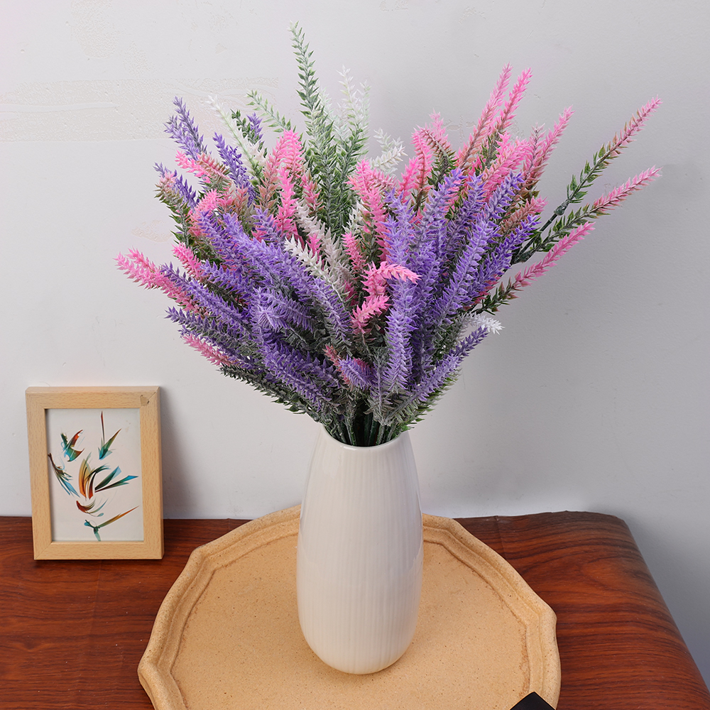5 Fork Romantic Provence Lavender 38cm Artificial FlowersPlastic Wedding Decorative for Decor Grain Christmas Fake Plant