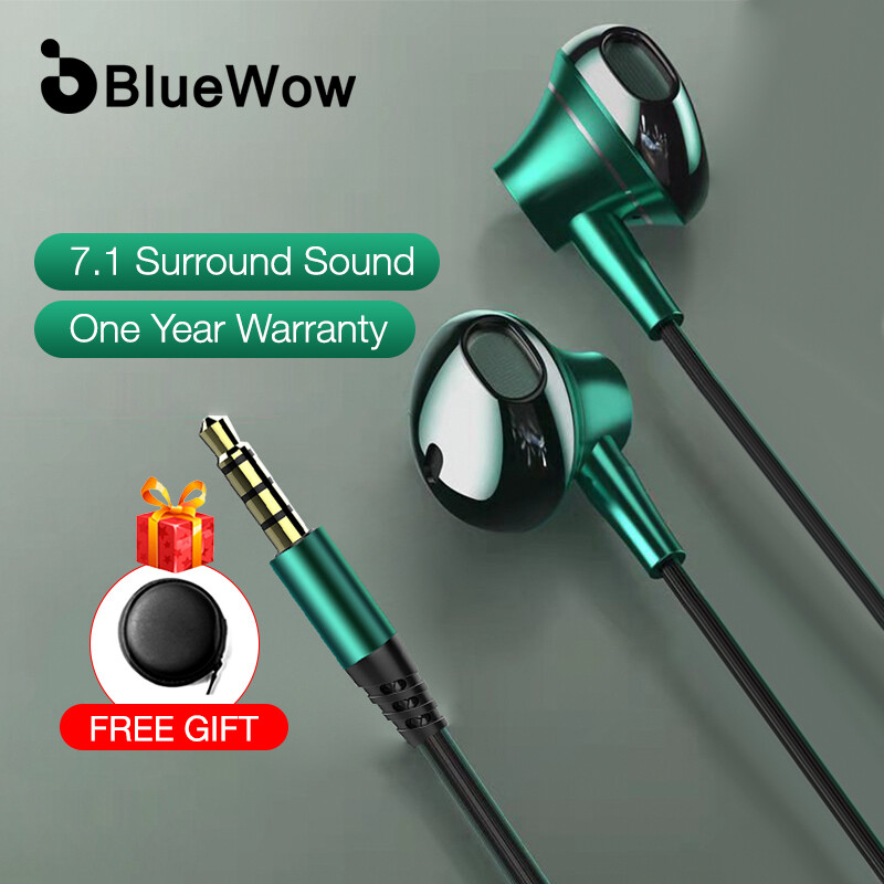 BlueWow BM10 In Ear Headphones Earphone Wired Earbuds Heavy Bass Noise Cancelling HIFI Sound Quality Wired Earphone Headset with HD Microphone