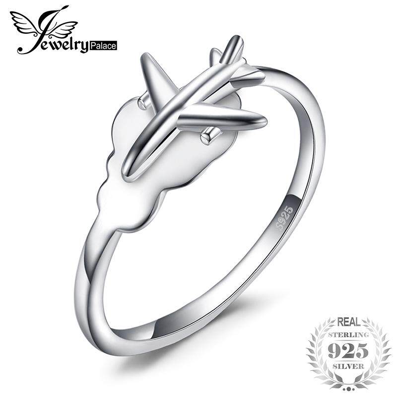 Jewelrypalace Global Pesawat Perjalanan Dunia Peta Cincin Perjanjian 925 Perak Berkilau