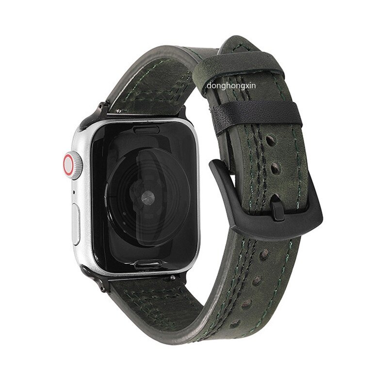 Genuine leather watch strap for apple watch band 38 40 42 44 41 45mm watch band for iwatch series 7 6 5 4 3 2 1 se wristband