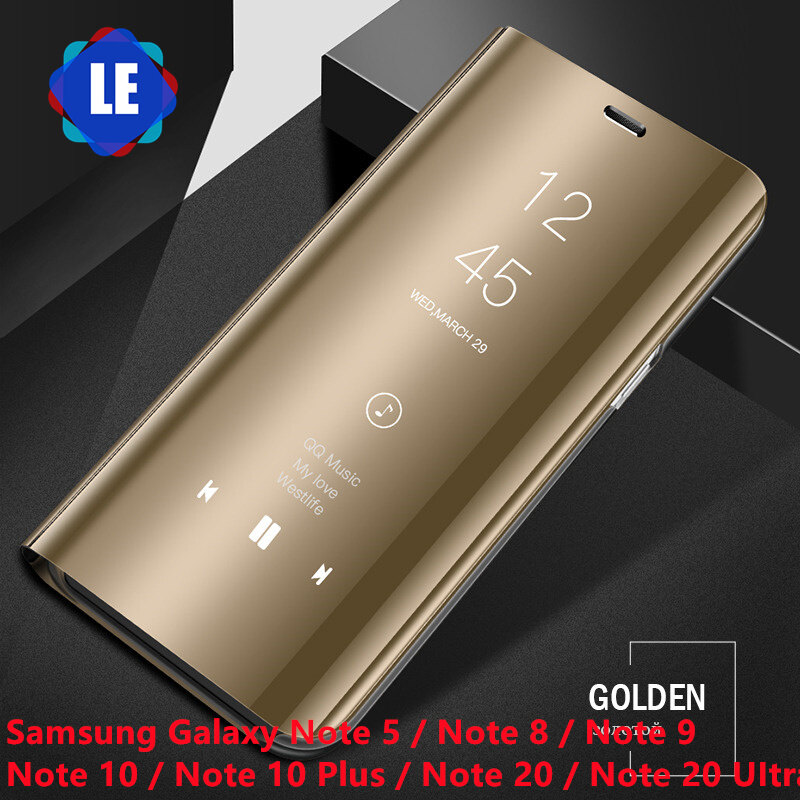 For Samsung Galaxy Note 5 / Note 8 / Note 9 / Note 10 / Note 10 Plus / Note 20 / Note 20 UItra Phone Case Luxury Electroplating Mirror Flip Cover Hard TPU Full Protection Casing