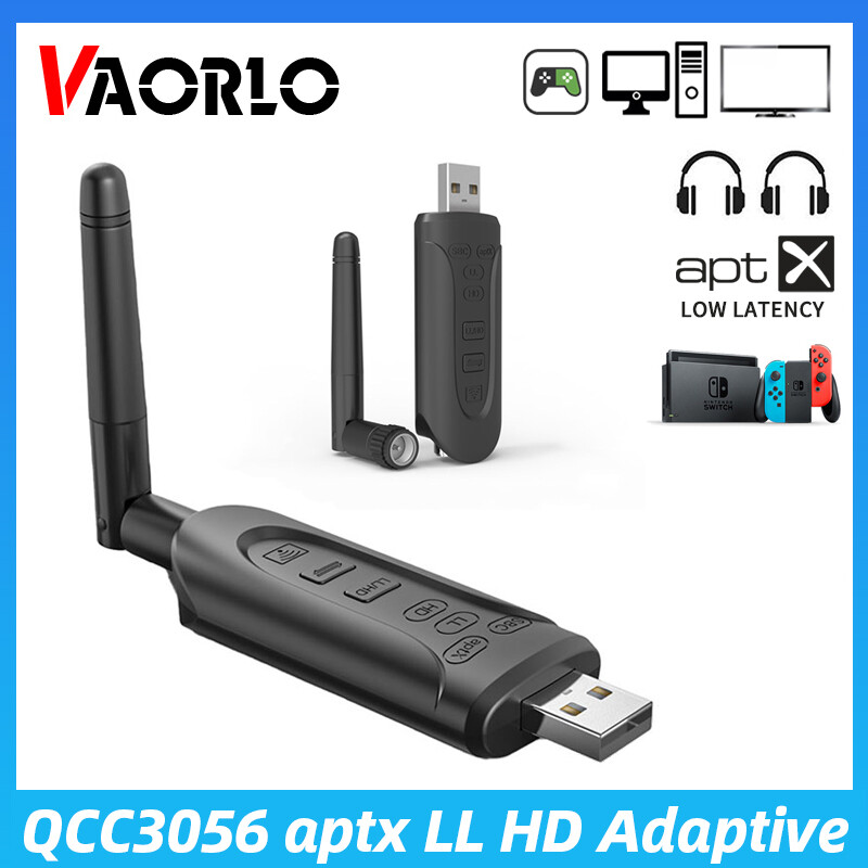 VAORLO Bộ Chuyển Đổi USB Bluetooth Qualcomm QCC3056 Bộ Phát Âm Thanh Không Dây BT 5.3 Bộ Chuyển Đổi Máy Tính Độ Trễ Thấp Có Mic 3.5Mm AUX RAC AptX HD LL Thích Ứng Cho Máy Vi Tính T V
