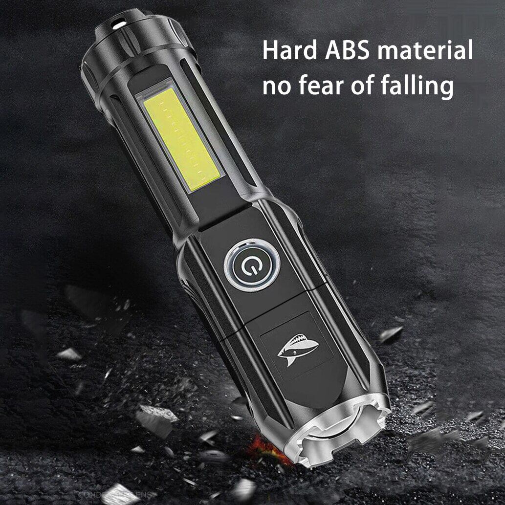 Super bright torch light powerful japan original mini Flashlight rechargeable torchlight powerful flash light rechargeable waterproof original Led Flash Light zoomable Flashlight cob light 18650 Battery Flashlight Outdoor Camping Hiking led tourch light