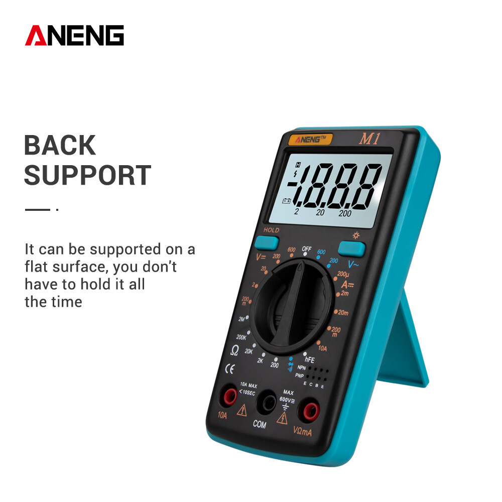 ANENG M1 Handheld Digital Multimeter LCD Backlight High Precision AC/DC Voltage Current Resistance Transistor Continuity Tester Overload Protection