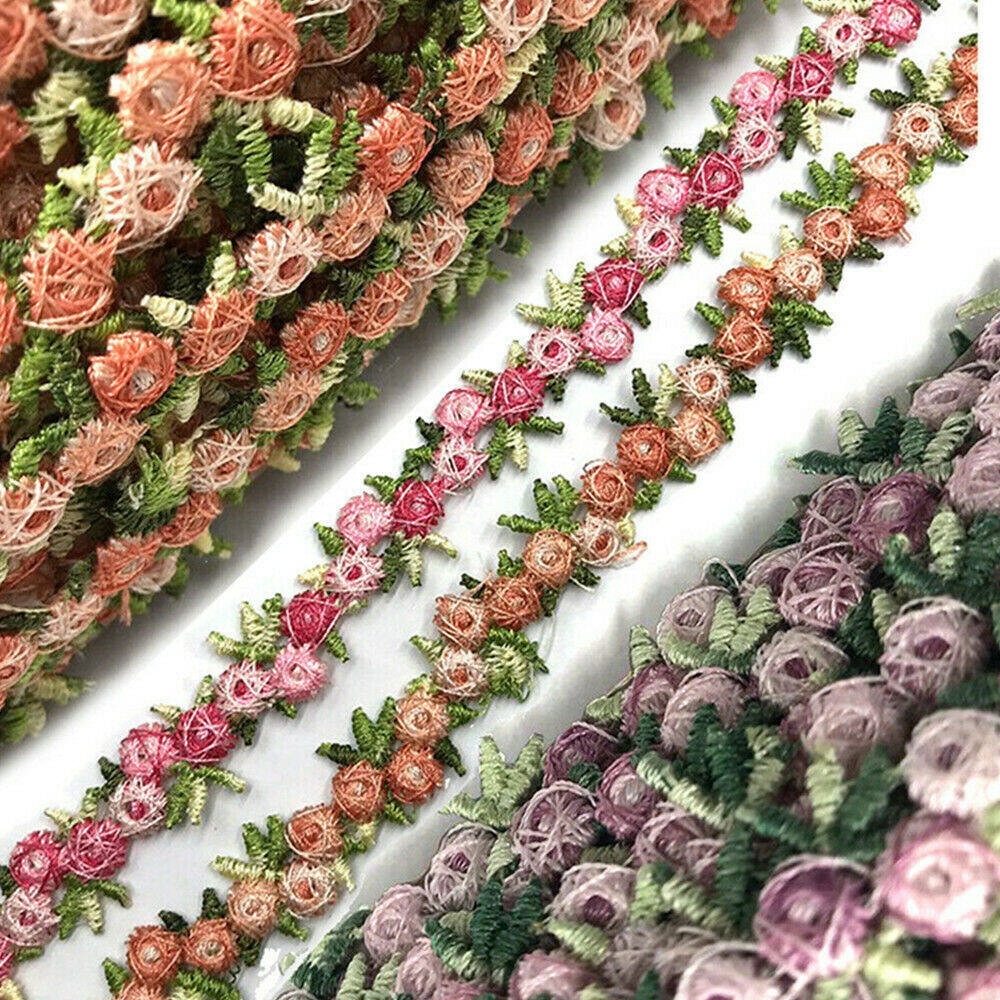 sanhe 1 Yard Flower Lace Trim Embroidered Ribbon Wedding Dress Sewing Handmade Decor DIY Accessories