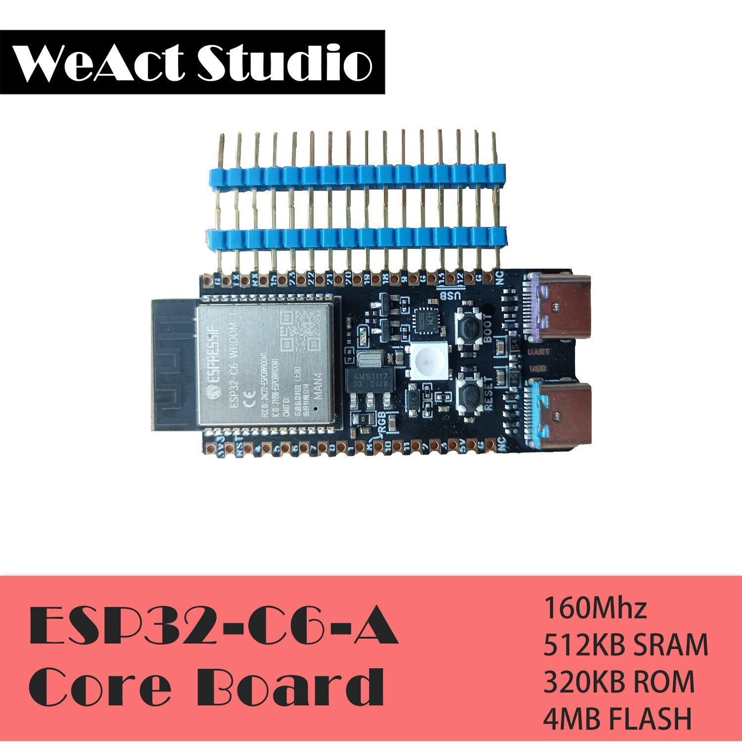 2 Weact ESP32-C6 Development Board ESP32-C6 Minimum Board ESP32 Core Board RISC-V Espressif Iot 6 Bluetooth Zigbee