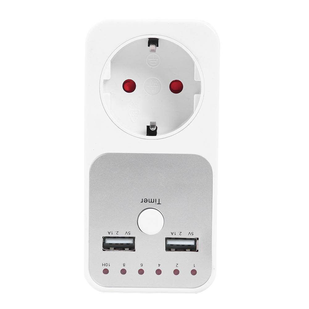Dual USB EU Plug Timing Socket Timer Switch Countdown Outlet Controller