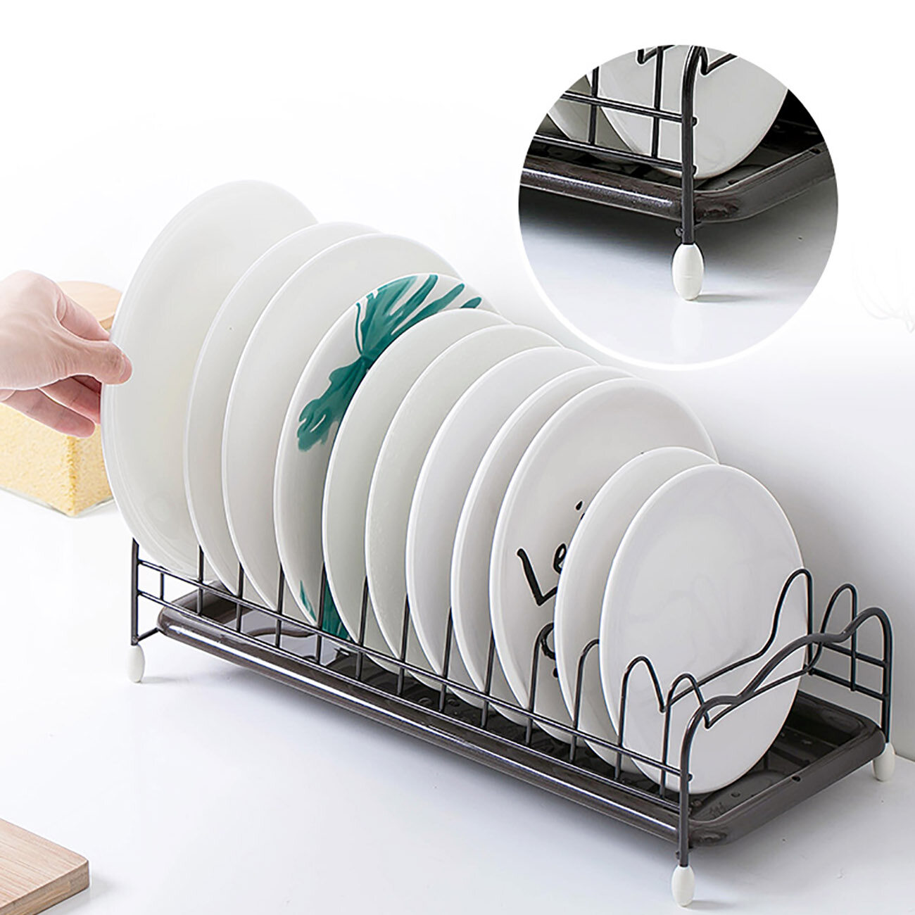 CNMF Iron Dish Rack Bowl Plate Storage Rack Sink Accessories Kitchen Organizer Space Saver