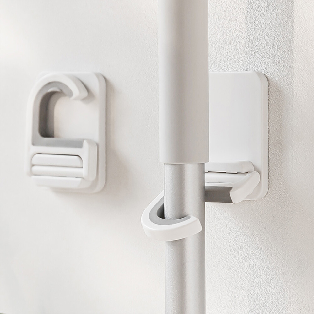 Multi-Purpose Broom Mop Holder Wall Mount Self-adhesive Mop Rack Hanger Organizer Hook