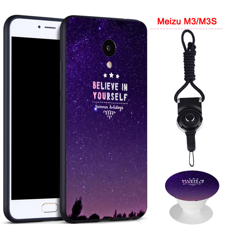 For meizu m3/ m3s silica gel soft phone case with ring and string