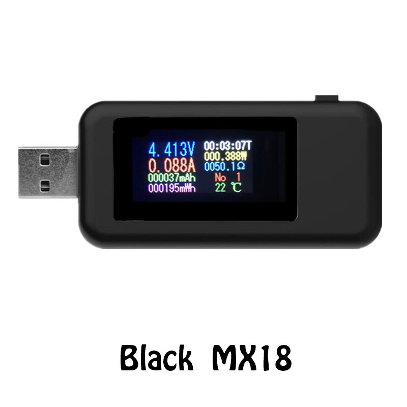 1PCS 0-5A current 4-30V voltage USB charger tester Power meter Mobile battery tester MX18 DC color display USB tester