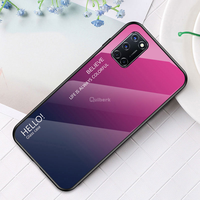 Đối Với OPPO A92 Vỏ Kính Đổi Màu Cứng Vỏ Chống Trầy Xước Bảo Vệ Nắp Lưng