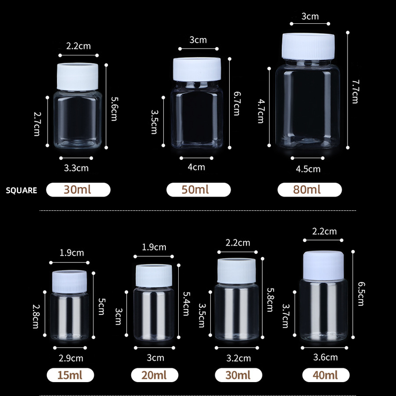 15ml/20ml/30ml/100ml Powder Bottle Solid Medicine Bottles Vial Container Seal Plastic Clear Empty
