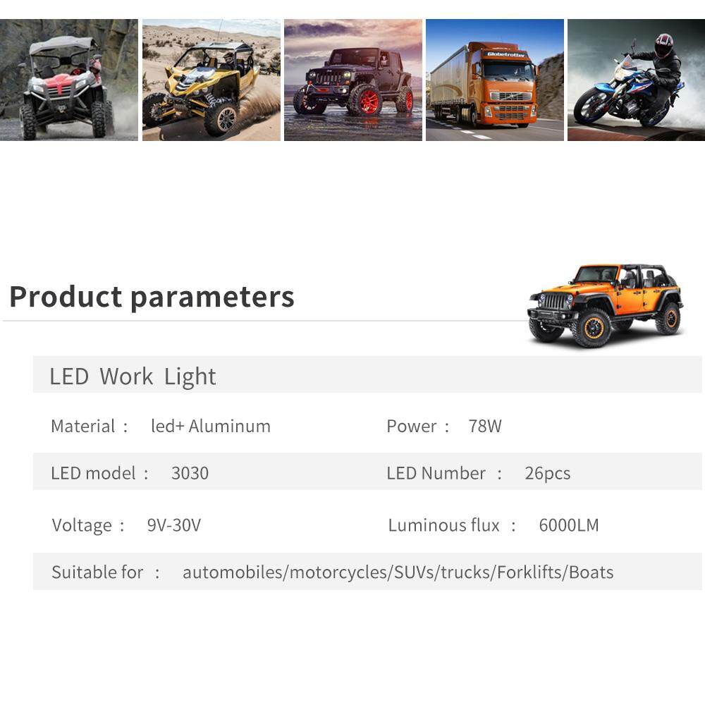Car Trucks LED Work Light 6000K White 12V 24V Auto Super Bright Headlight Bulbs