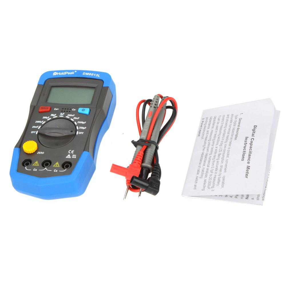 KKmoon UNI-T Máy Đo Điện Dung Cầm Tay Kỹ Thuật Số DM6013L, Tụ Điện Có Đèn Nền LCD