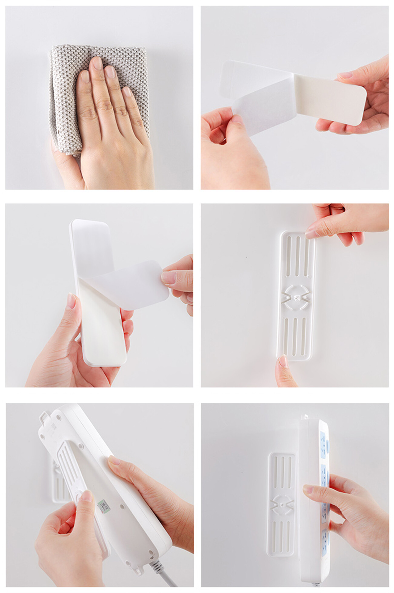 CNMF 360° Rotatable Power Strip Hook Power Plug Hanger Wall Mounted Socket Glue Sticker Hook