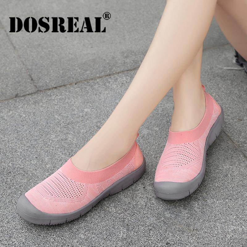 DOSREAL Women Shoes Knitted Sock Sneakers Women Big Size 35-42 Breathable Slip On Flat Shoes Soft Sneakers Casual Women Flats