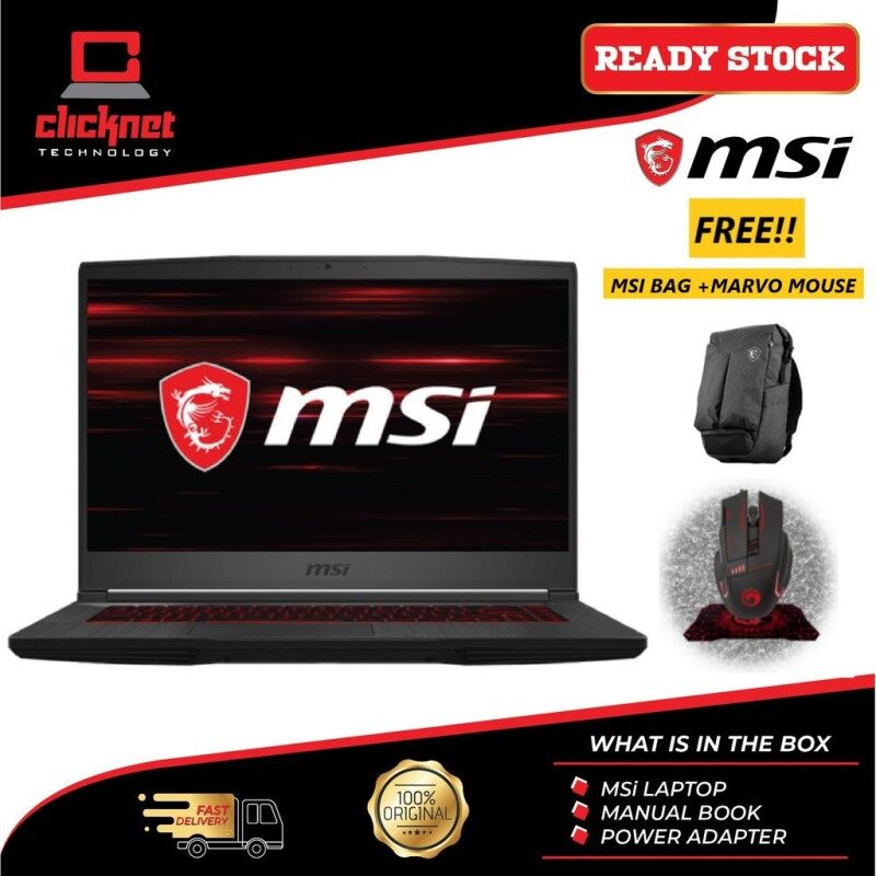 MSI THIN GF63 10SC-251 15.6 FHD IPS i5 144Hz Gaming Laptop Black ( I5-10500H, 8GB, 256GB SSD, GTX1650 MaxQ, 144Hz, W10) Malaysia