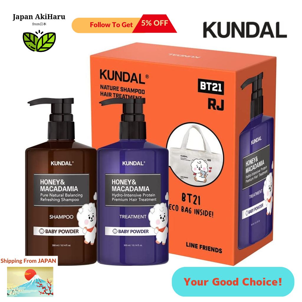 [KUNDAL Official] BT21 Hair Care 300ml Eco Bag Set RJ Baby Powder