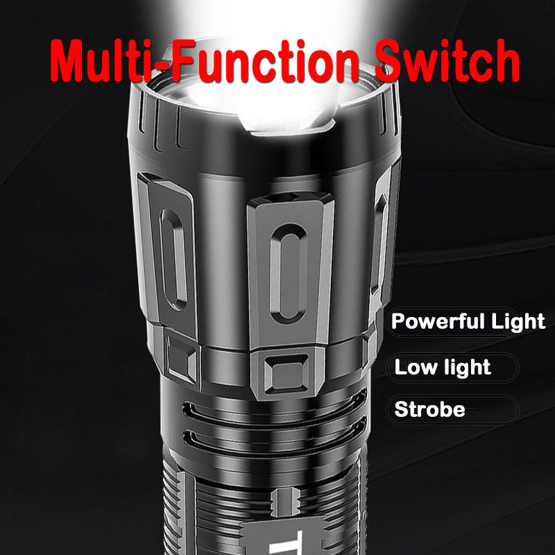 Đèn Pin LED Sạc USB Đèn Mạnh Đèn Làm Việc Đèn Pin Chiến Thuật COB Cầm Tay Chống Nước 3 Chế Độ Đèn Lồng Cắm Trại Có Thể Thu Phóng