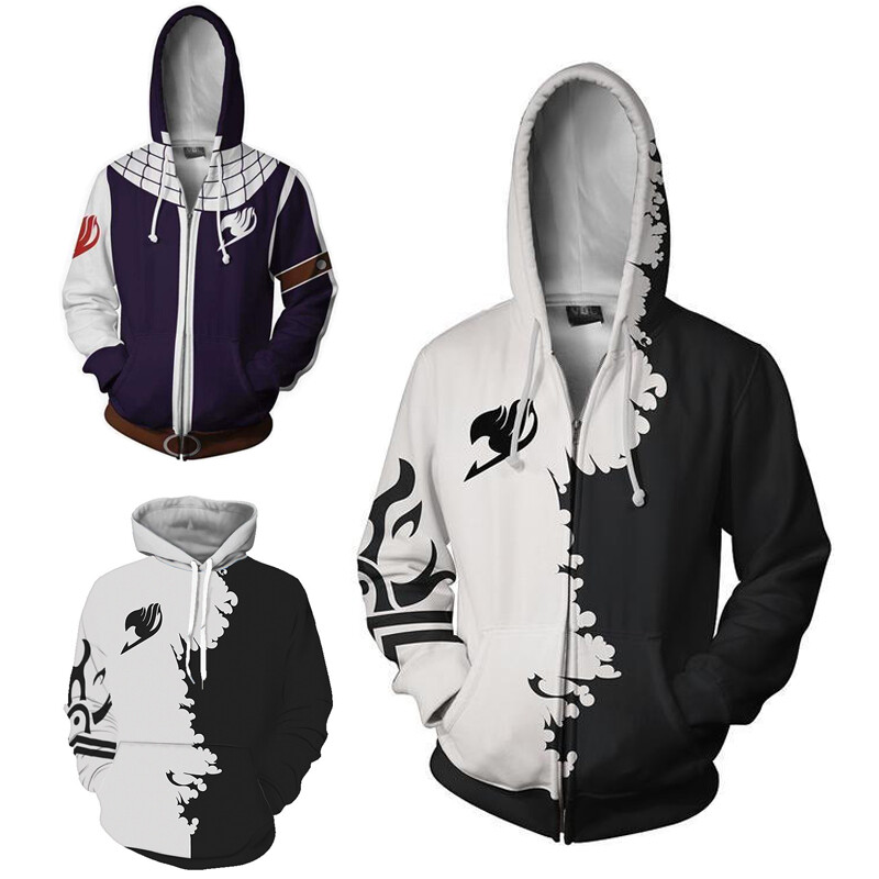 Fairy Tail Hoodie 3D Print Anime Sweater Sweatshirt Men's Casual Jacket Cosplay Etherious Natsu Dragneel Costume